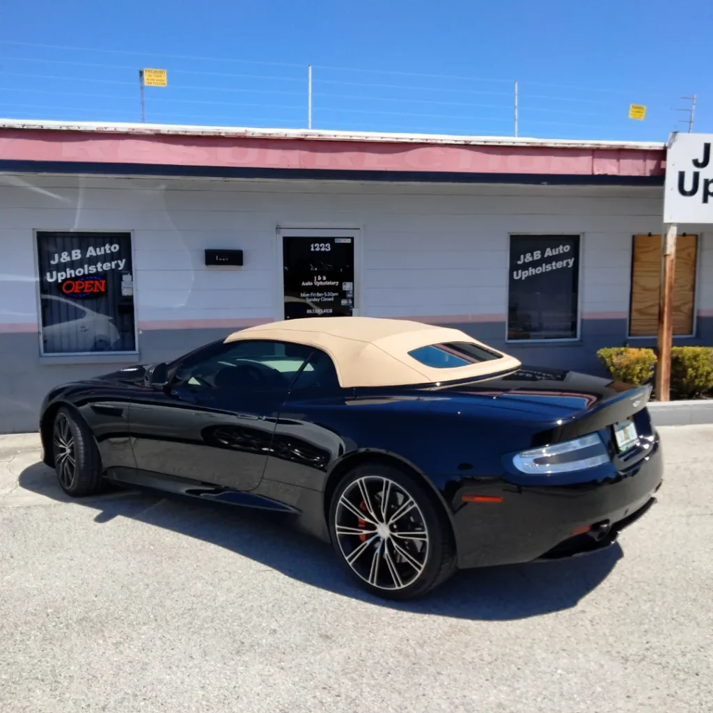 dark convertible with beige top